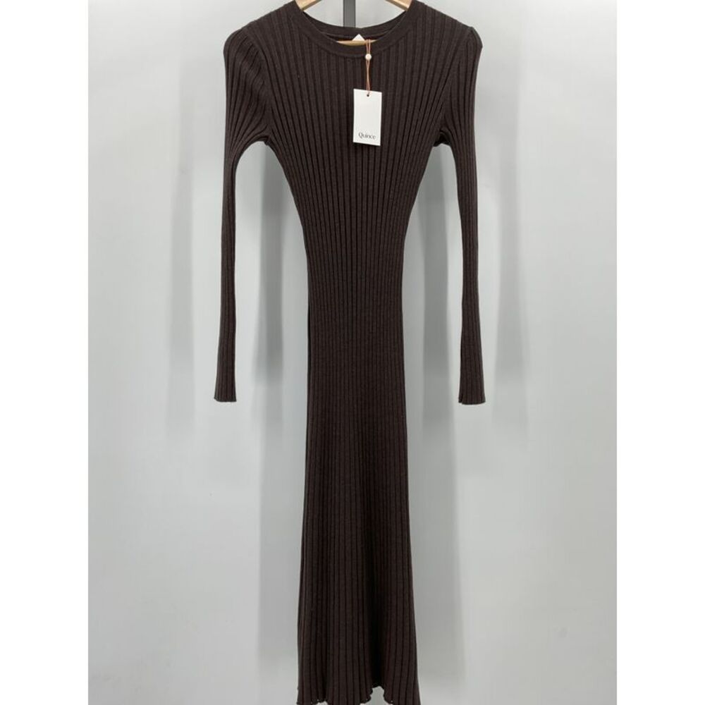 Quince Ribbed Knit Dress - Dark Brown BMWT